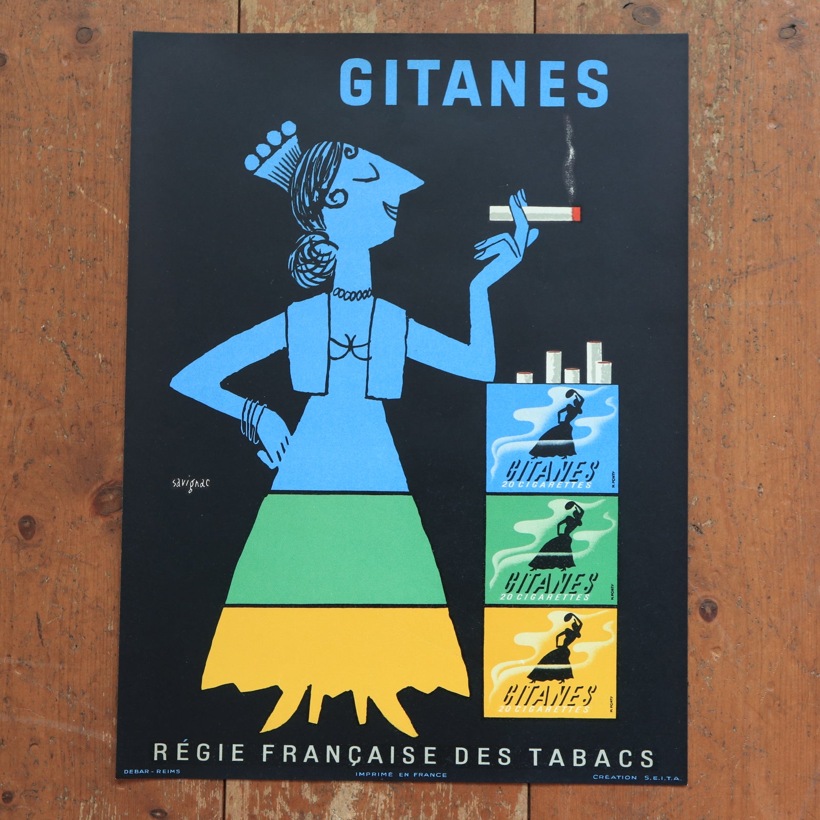 サヴィニャック ジタン ヴィンテージポスター Savignac Cigarettes