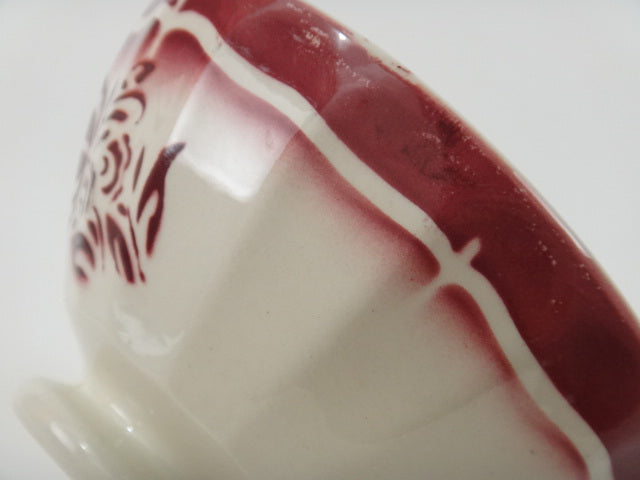 フランス アンティーク カフェオレボウル 花のステンシル Sarreguemines製