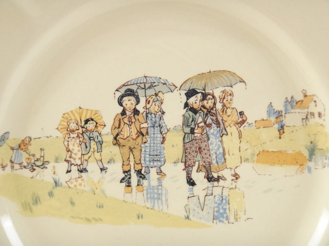 フランス アンティークデザート皿 雨 ENFANTS RICHARD SARREGUEMINES製