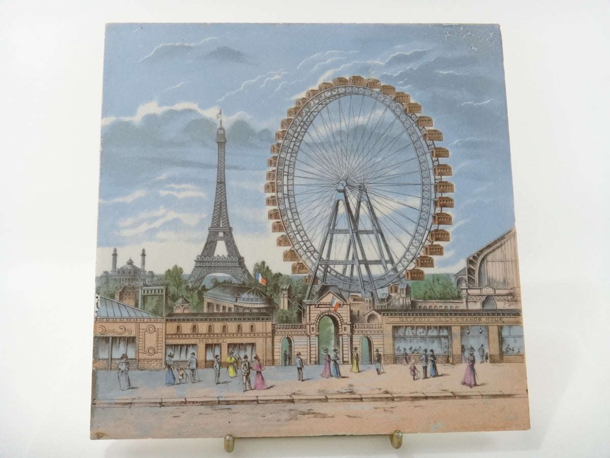フランス アンティーク タイル パリの風景 Creil et Montereau製