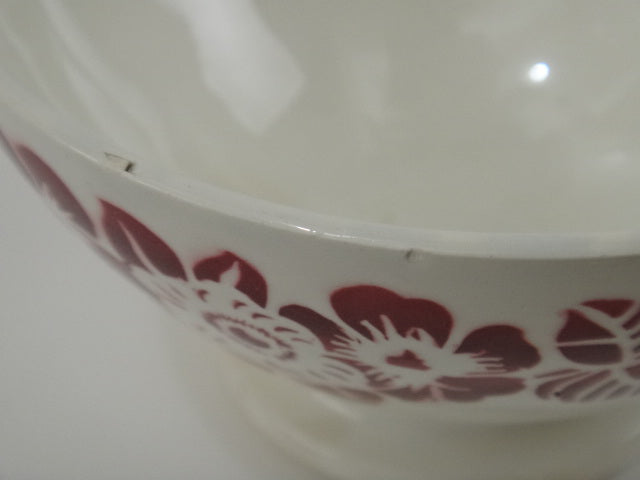 フランス アンティーク カフェオレボウル 花のステンシル Digoin & Sarreguemines 製