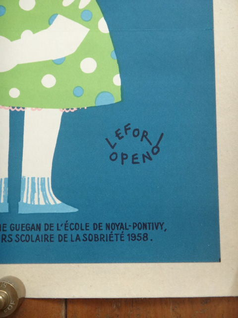 ルフォール・オプノ ヴィンテージポスター Lefor Openo Apprenons cela des l'ecole 1958年