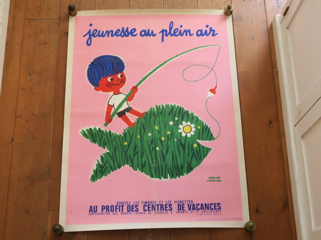 エルベ モルバン ビンテージポスター 1971年 Jeunesse au plein air Herve Morvan