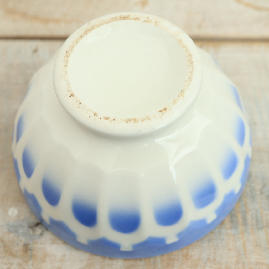 アンティーク プチ カフェオレボウル ブルー ウロコ Moulin des Loups製