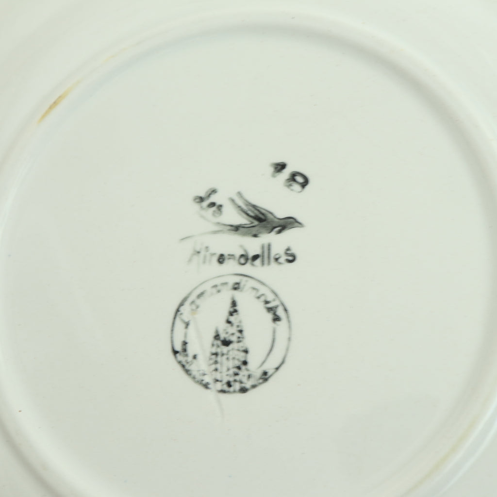 アンティーク プレート ツバメ デザート皿 LES HIRONDELLES フランス サンタマン製 ST.AMAND AMANDINOISE