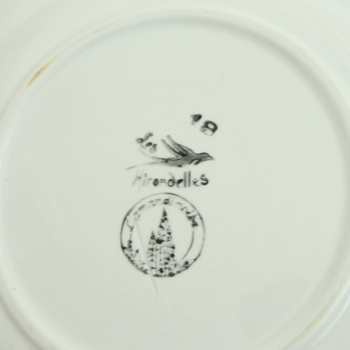 アンティーク プレート ツバメ デザート皿 LES HIRONDELLES フランス サンタマン製 ST.AMAND AMANDINOISE