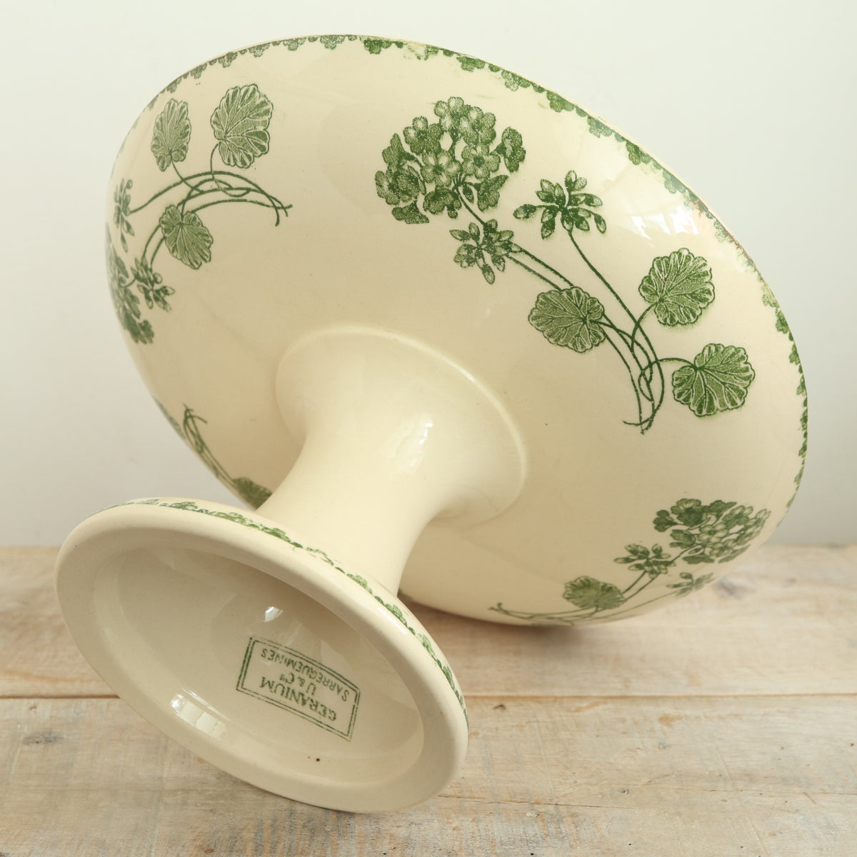 アンティーク コンポティエ ゼラニウム GERANIUM フランス サルグミンヌ製 U&C SARREGUEMINES
