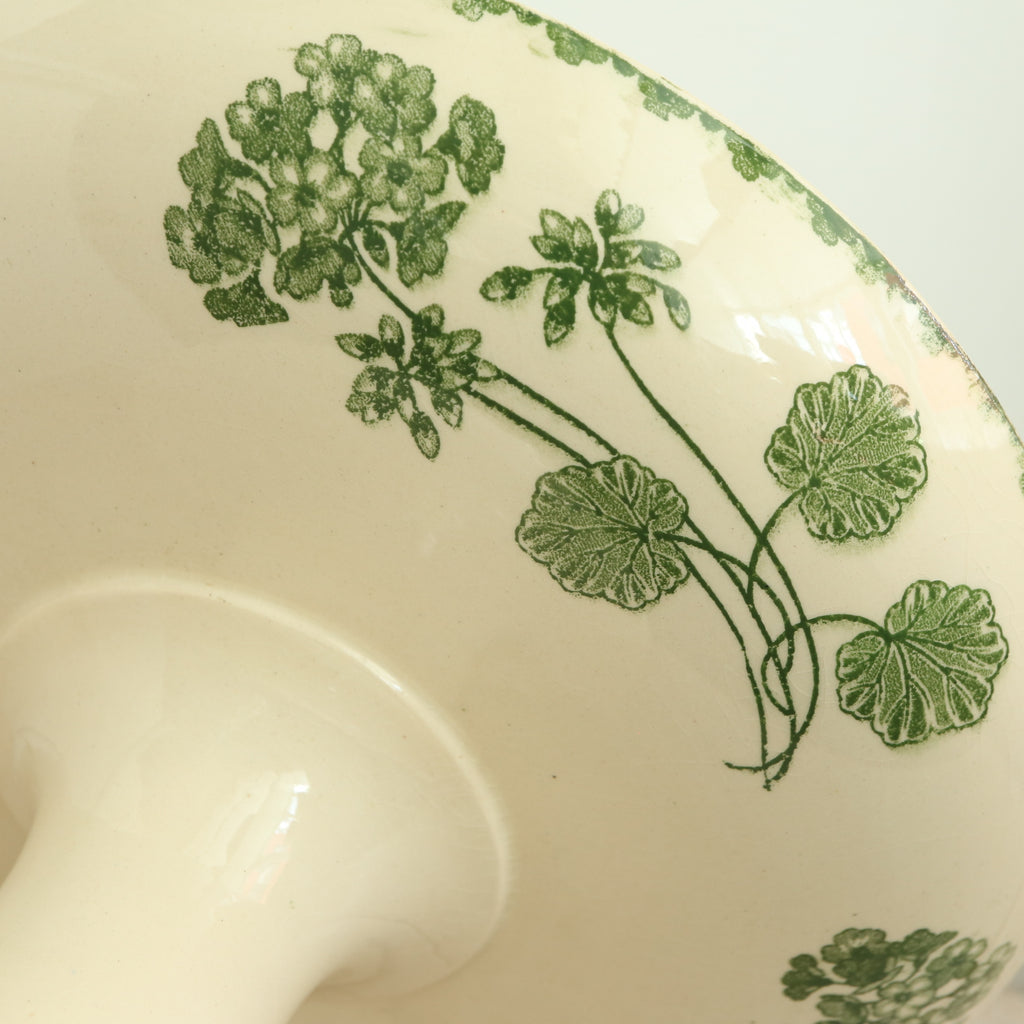 アンティーク コンポティエ ゼラニウム GERANIUM フランス サルグミンヌ製 U&C SARREGUEMINES
