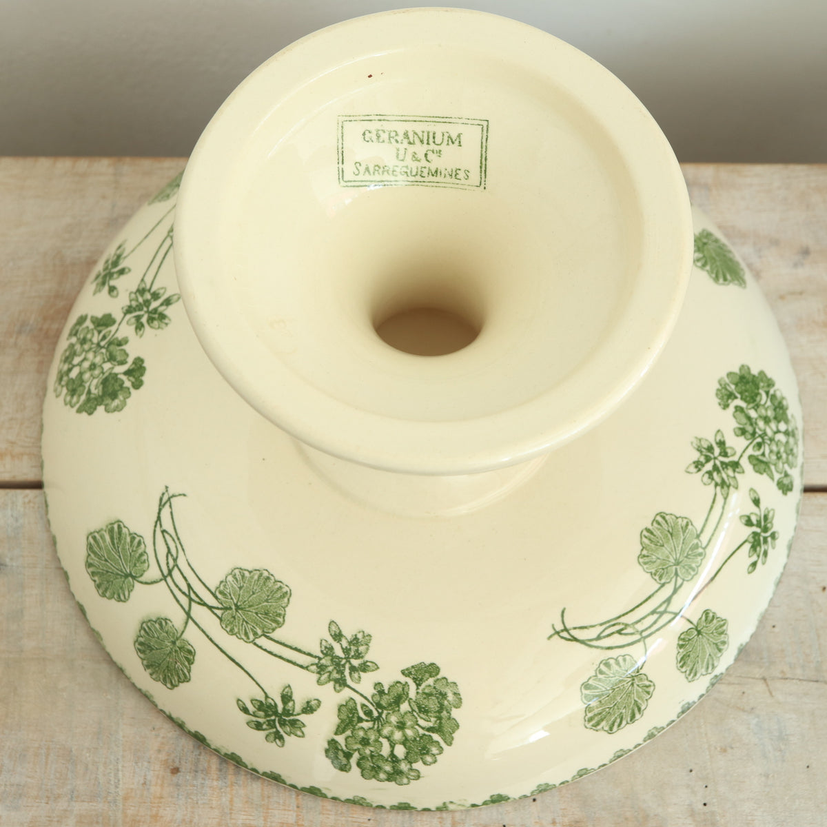 アンティーク コンポティエ ゼラニウム GERANIUM フランス サルグミンヌ製 U&C SARREGUEMINES