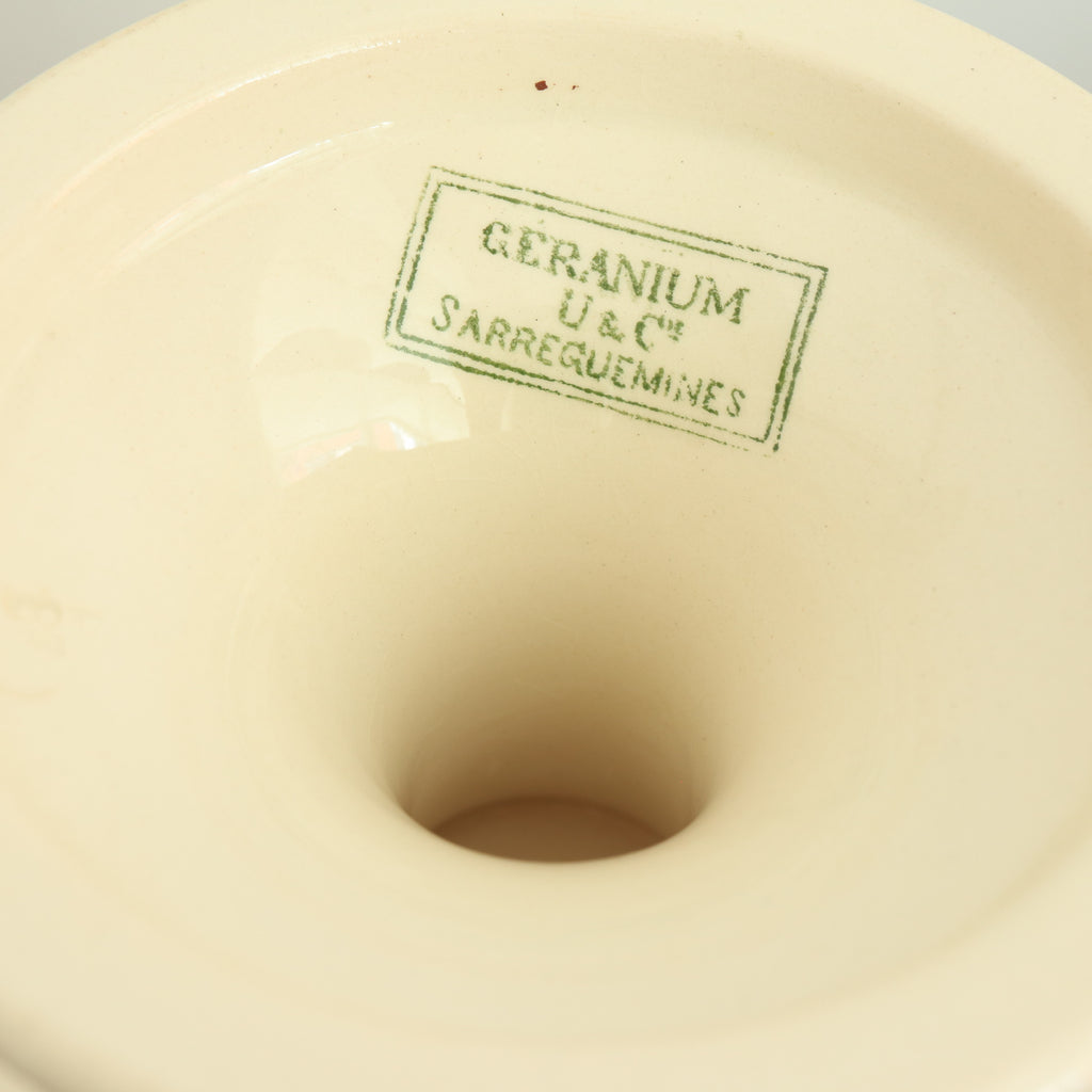 アンティーク コンポティエ ゼラニウム GERANIUM フランス サルグミンヌ製 U&C SARREGUEMINES