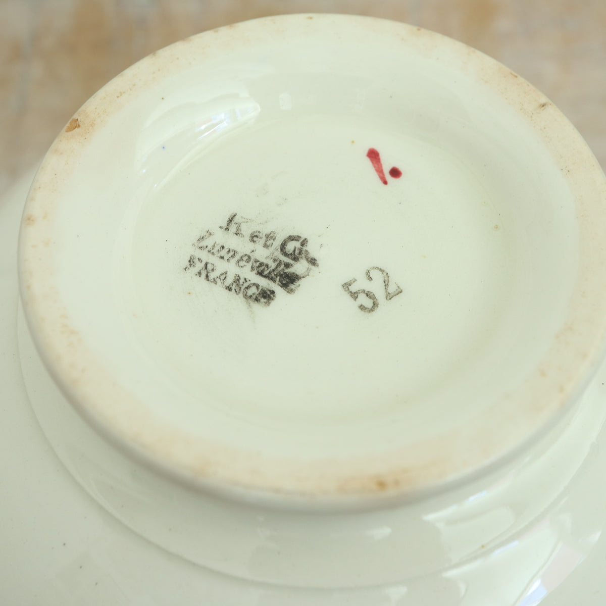 アンティーク カフェオレボウル ローズ フランス リュネヴィル製 K&G Luneville