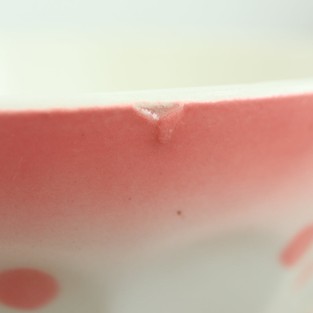 アンティーク カフェオレボウル ピンクグラデーション水玉 Moulin des Loups製