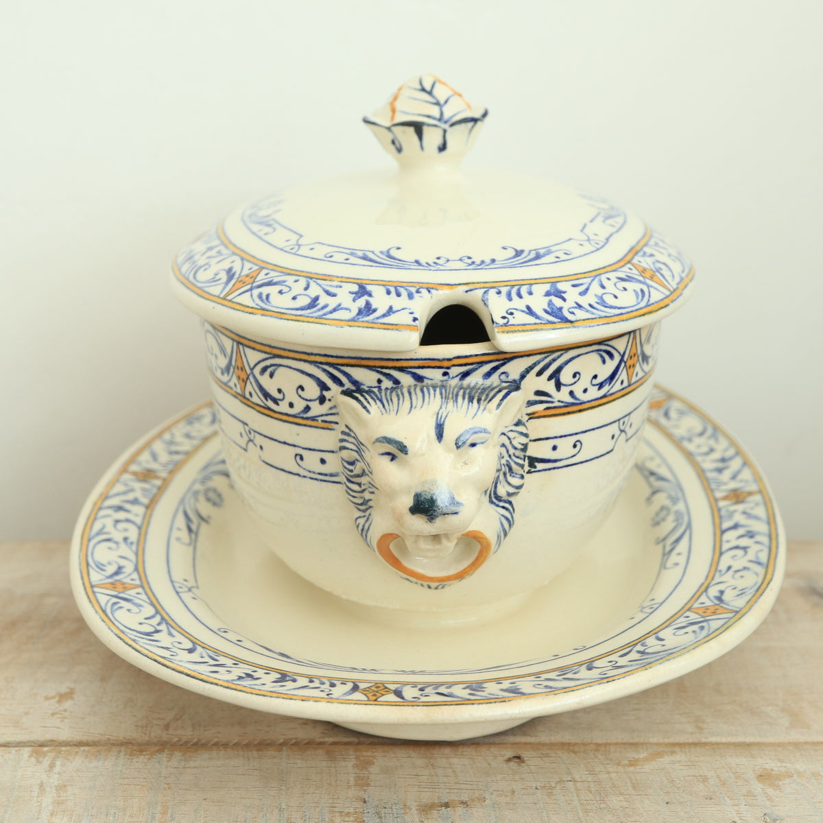 アンティーク 蓋付き ソーシエール COLBERT フランス クレイユモントロー製 Creil Montereau