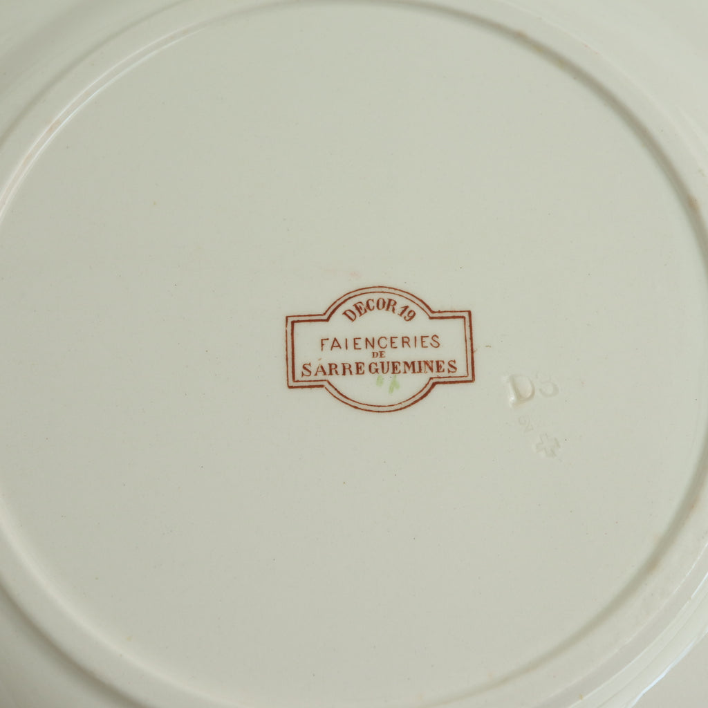 アンティークプレート デコール19 ディナー皿 DECOR19 フランス サルグミンヌ製 FAIENCERIES SARREGUEMINES
