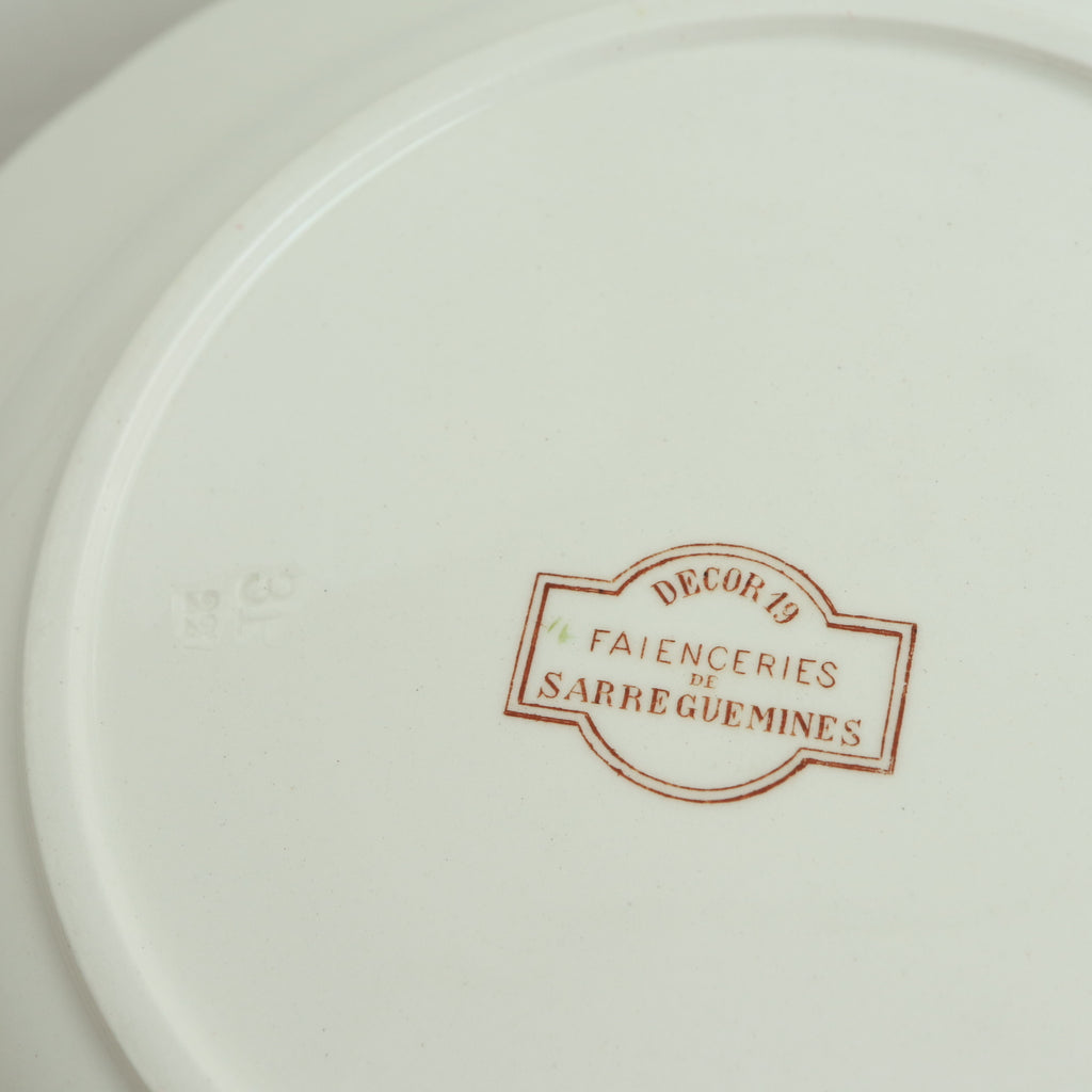 アンティークプレート デコール19 深皿 DECOR19 フランス サルグミンヌ製 FAIENCERIES SARREGUEMINES