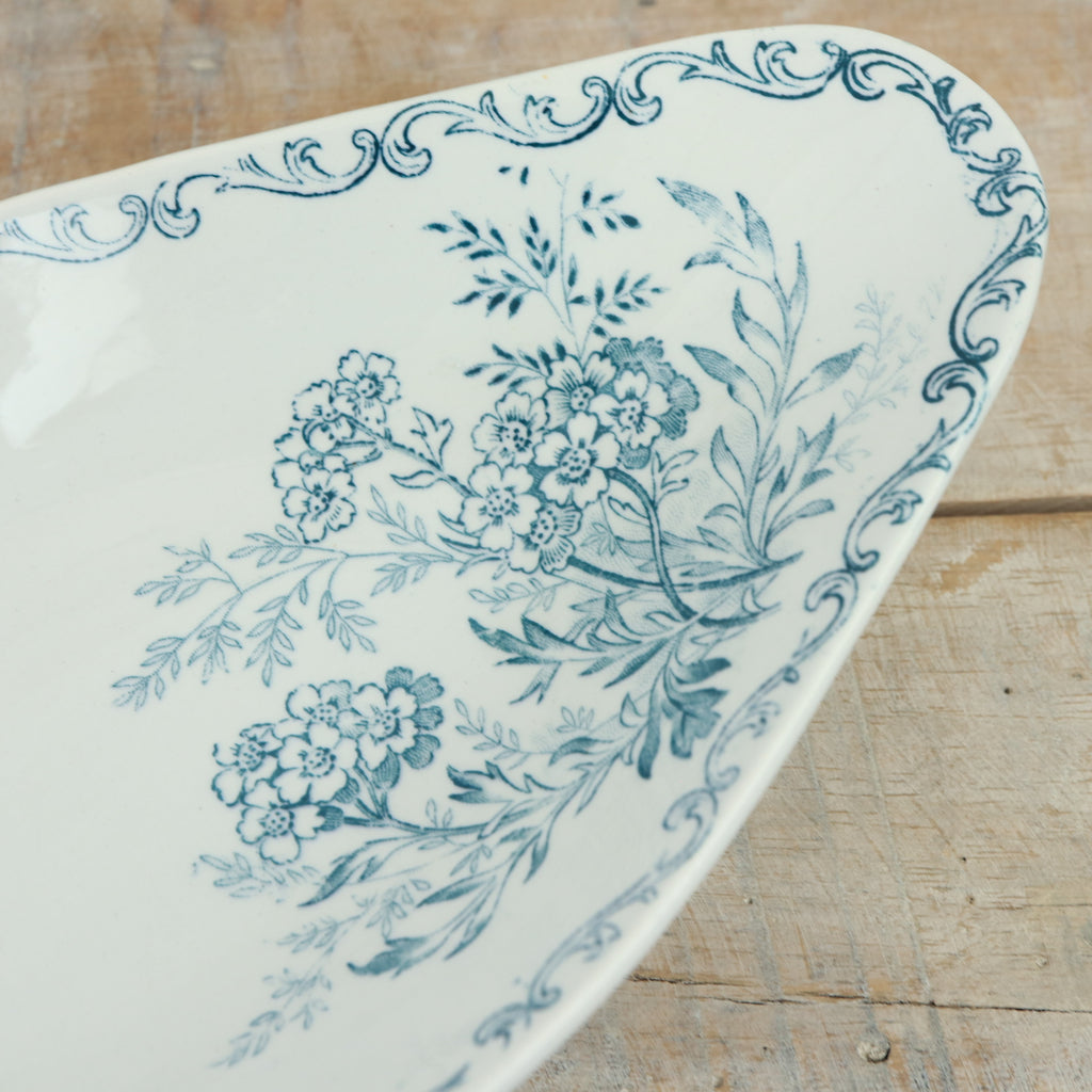 アンティーク ラヴィエ オーバル皿 EGLANTINE フランス サルグミンヌ製 SARREGUEMINES