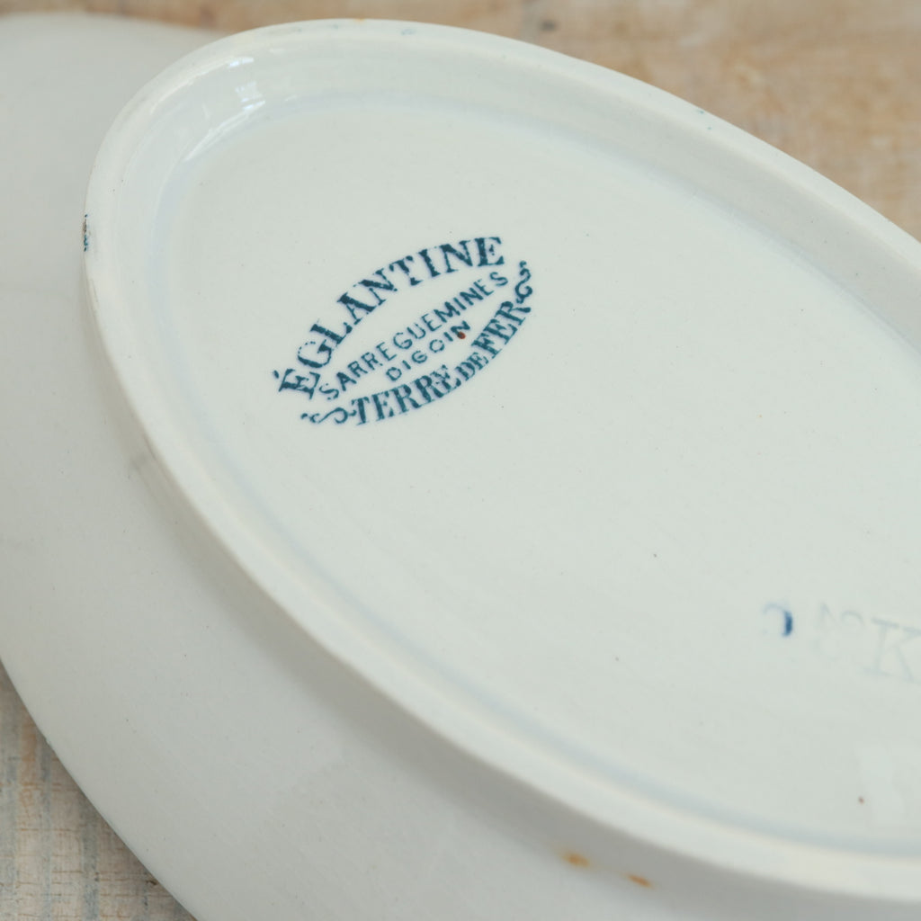 アンティーク ラヴィエ オーバル皿 EGLANTINE フランス サルグミンヌ製 SARREGUEMINES