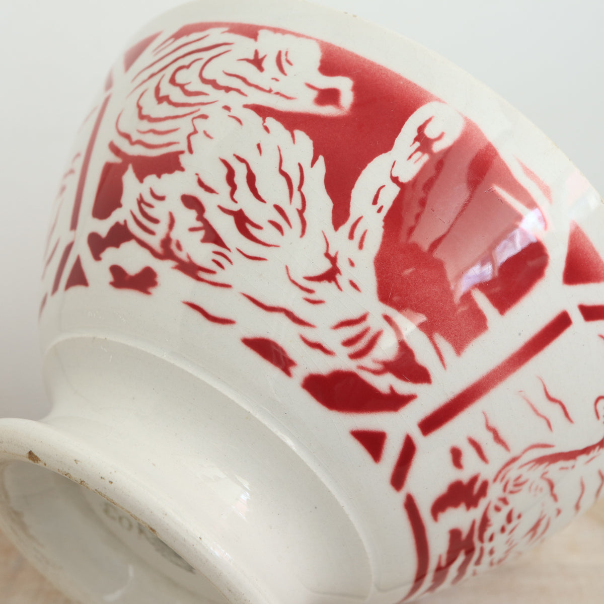 アンティーク カフェオレボウル 白鳥 スワン フランス リュネヴィル製 K&G LUNEVILLE