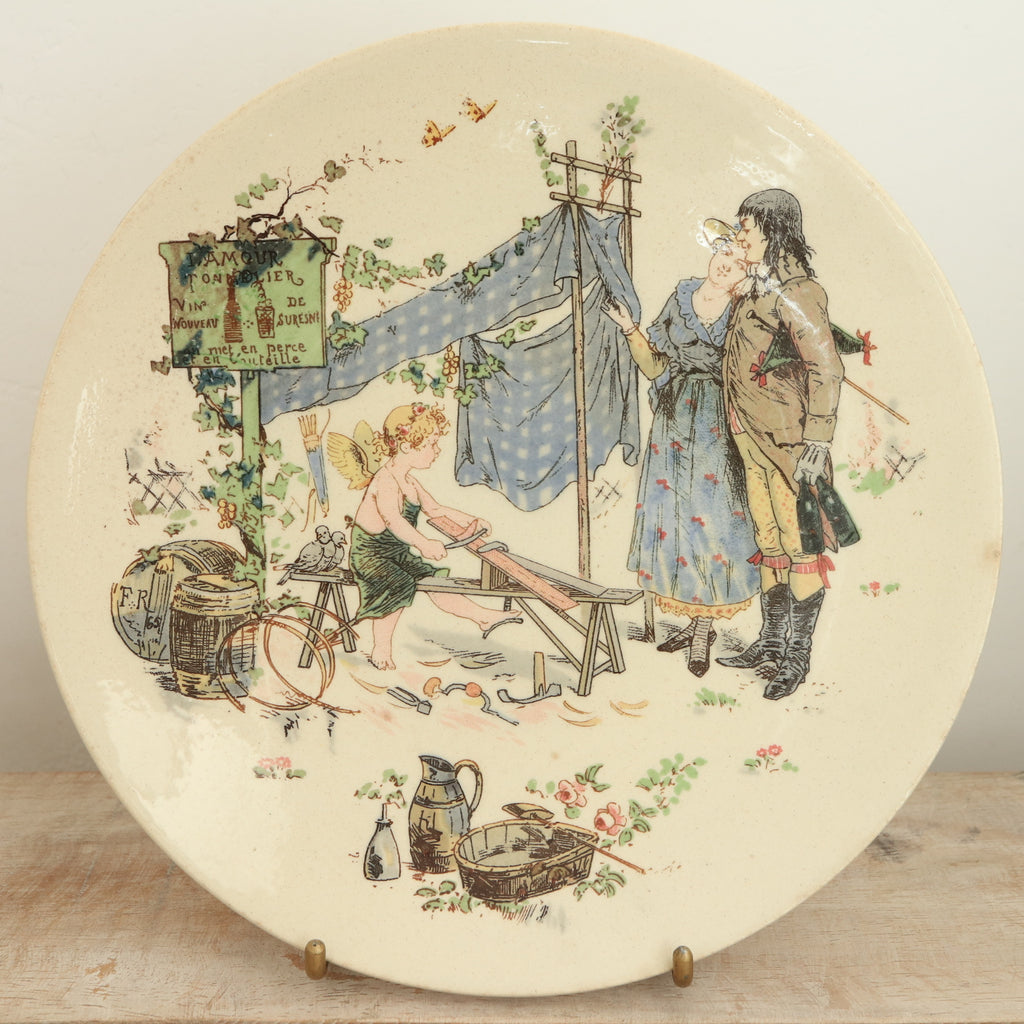 アンティークプレート Froment Richard 樽職人 Le Tonnelier フランス サルグミンヌ製 U&C SARREGUEMINES
