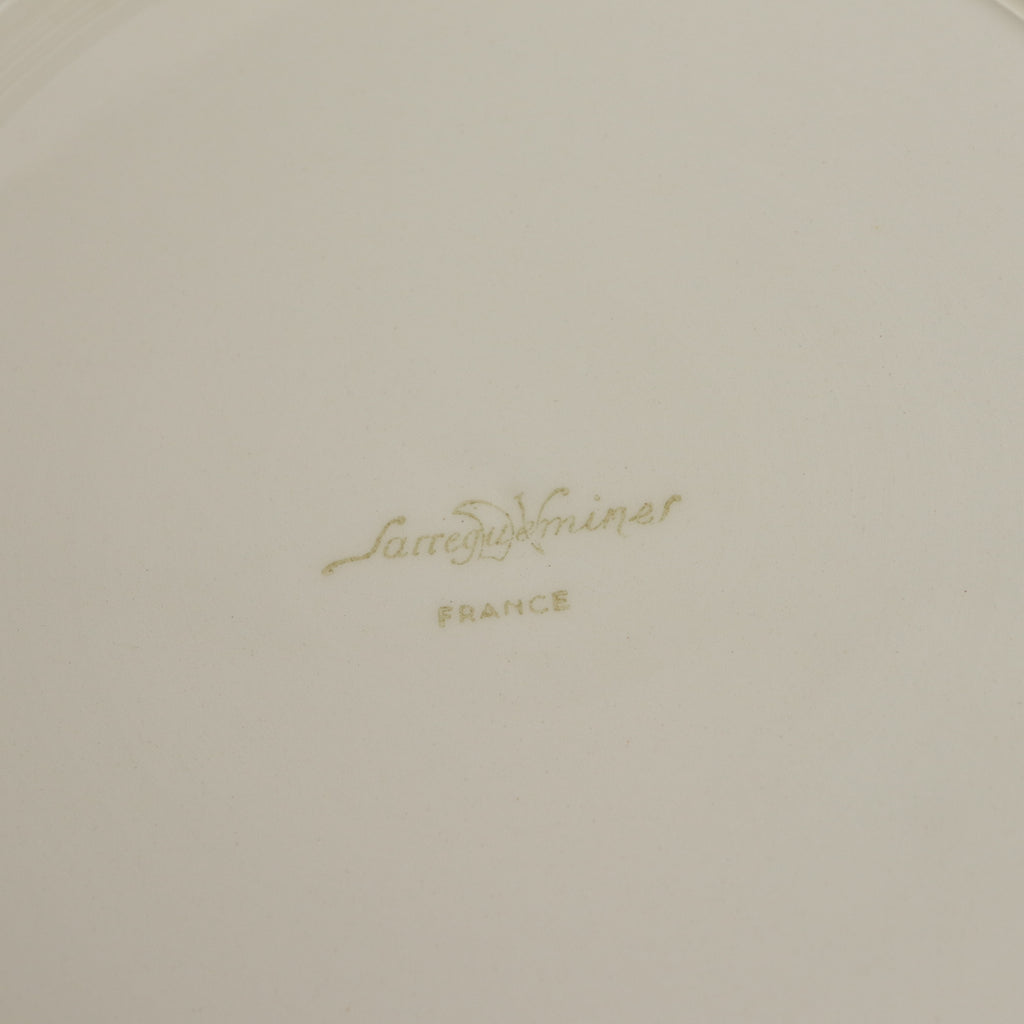 アンティークプレート 皿 花リム Ivoire フランス サルグミンヌ製 Sarreguemines