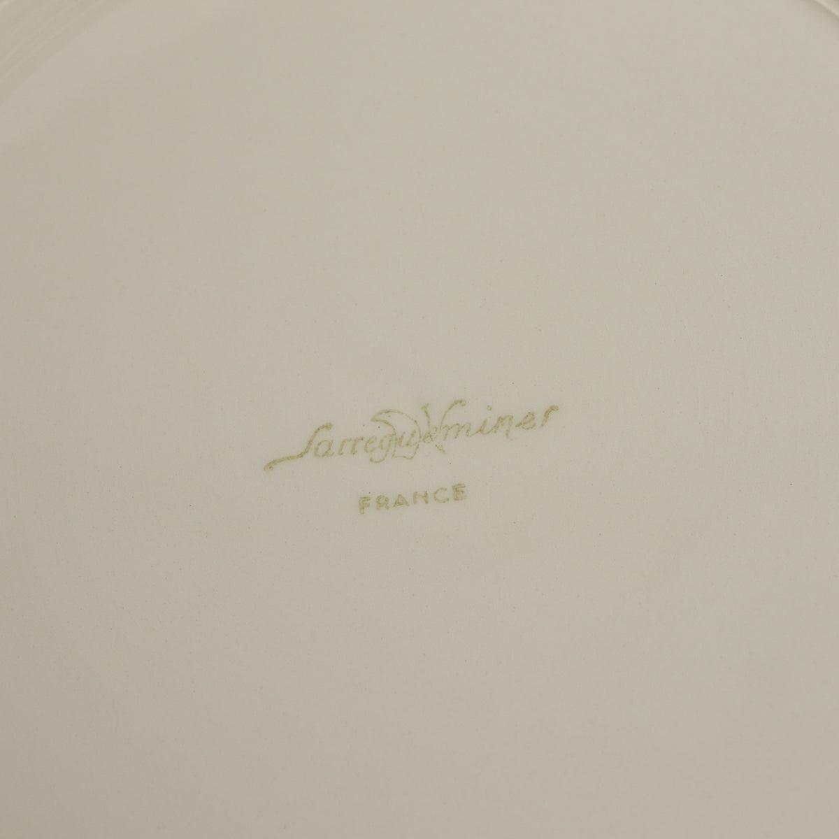 アンティークプレート 皿 花リム Ivoire フランス サルグミンヌ製 Sarreguemines