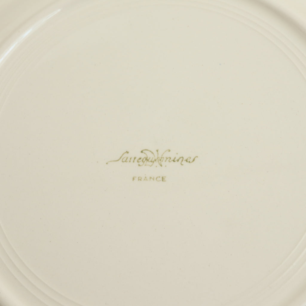 アンティークプレート 皿 花リム Ivoire フランス サルグミンヌ製 Sarreguemines