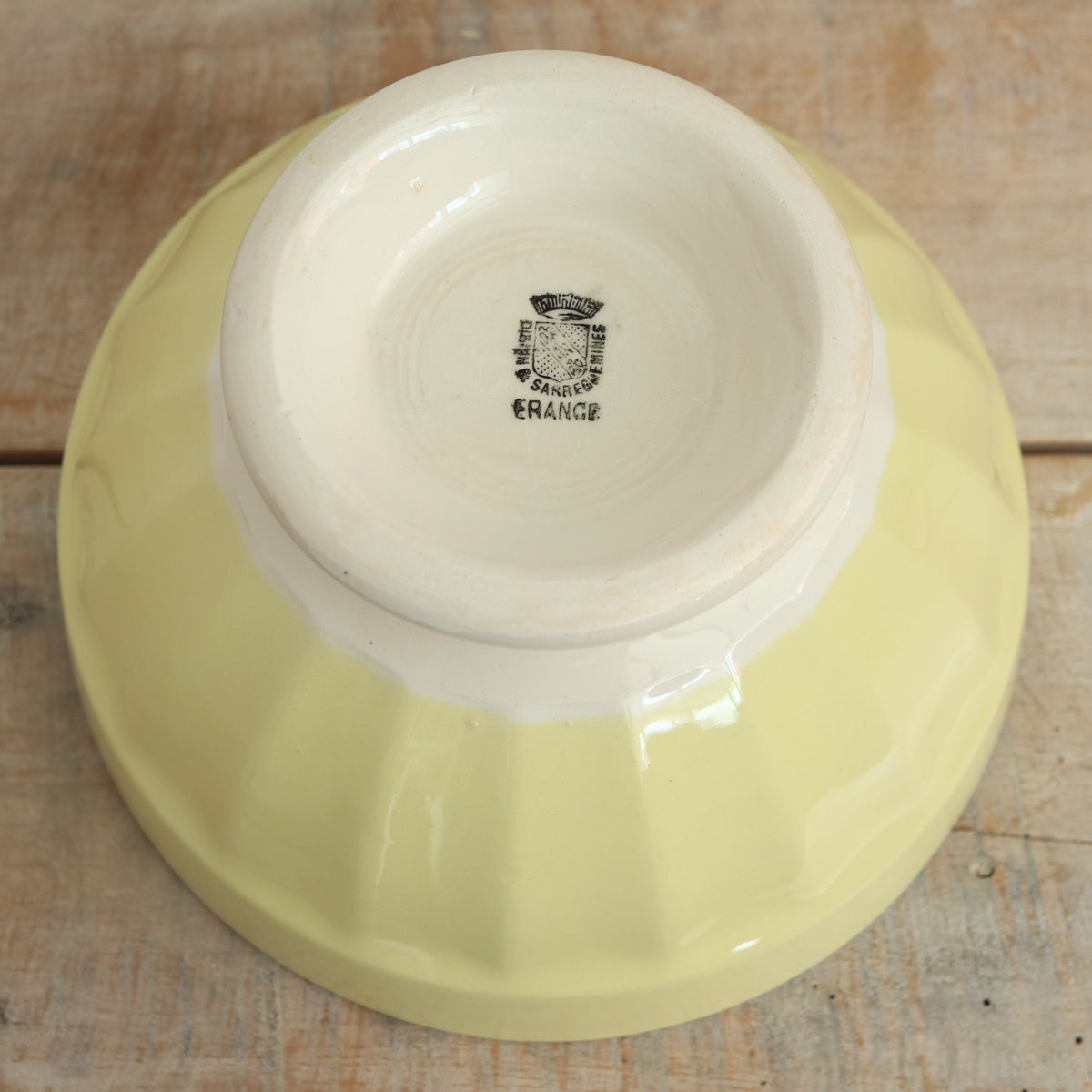 アンティーク カフェオレボウル ライトイエロー サルグミンヌ フランス Digoin & Sarreguemines Antique Bowl