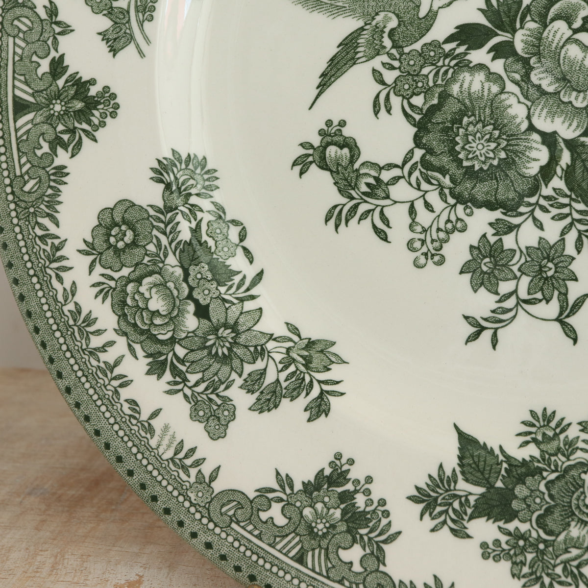 バーレイ グリーン アジアティックフェザンツ プレートL Burleigh Green Asiatic Pheasants Plate 25.5cm