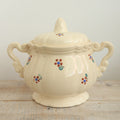 アンティーク シュガーポット シュクリエ 花リム 小花 サルグミンヌ フランス AROMANCHES Digoin & Sarreguemines France