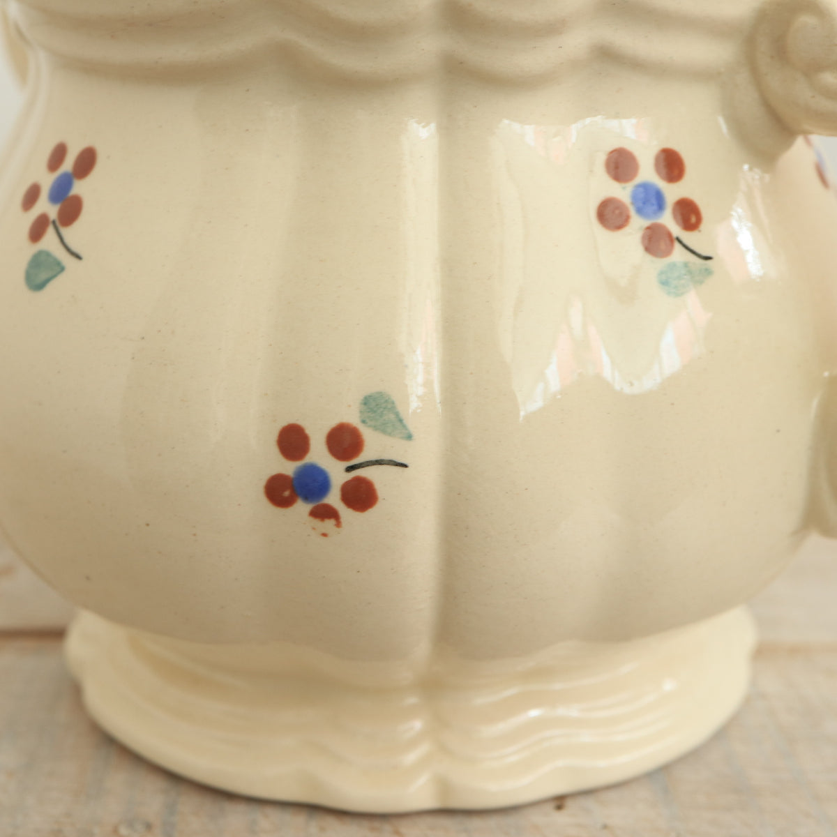 アンティーク シュガーポット シュクリエ 花リム 小花 サルグミンヌ フランス AROMANCHES Digoin & Sarreguemines France