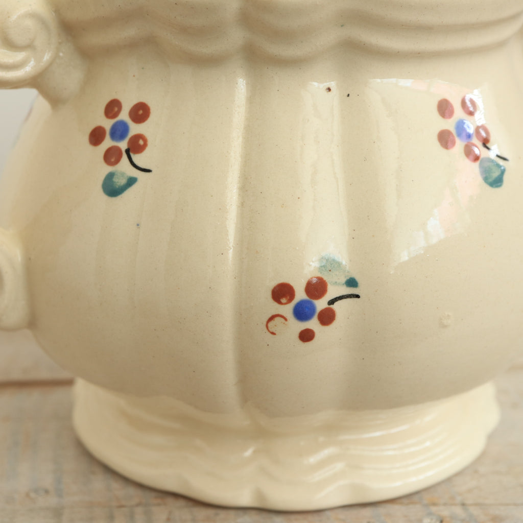 アンティーク シュガーポット シュクリエ 花リム 小花 サルグミンヌ フランス AROMANCHES Digoin & Sarreguemines France