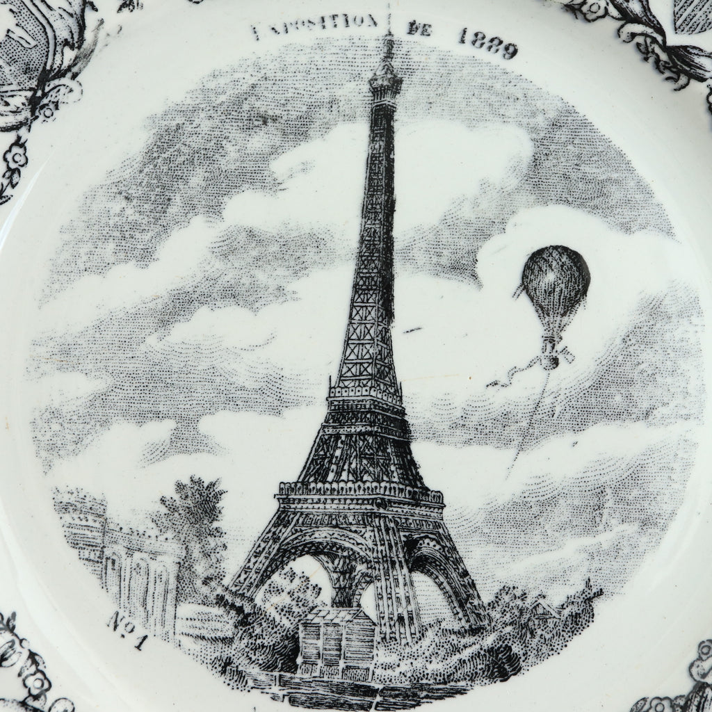 アンティークプレート エッフェル塔 パリ万博 クレイユモントロー フランス Tour Eiffel Creil Montereau FRANCE