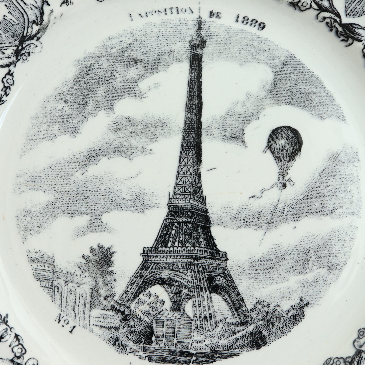 アンティークプレート エッフェル塔 パリ万博 クレイユモントロー フランス Tour Eiffel Creil Montereau FRANCE