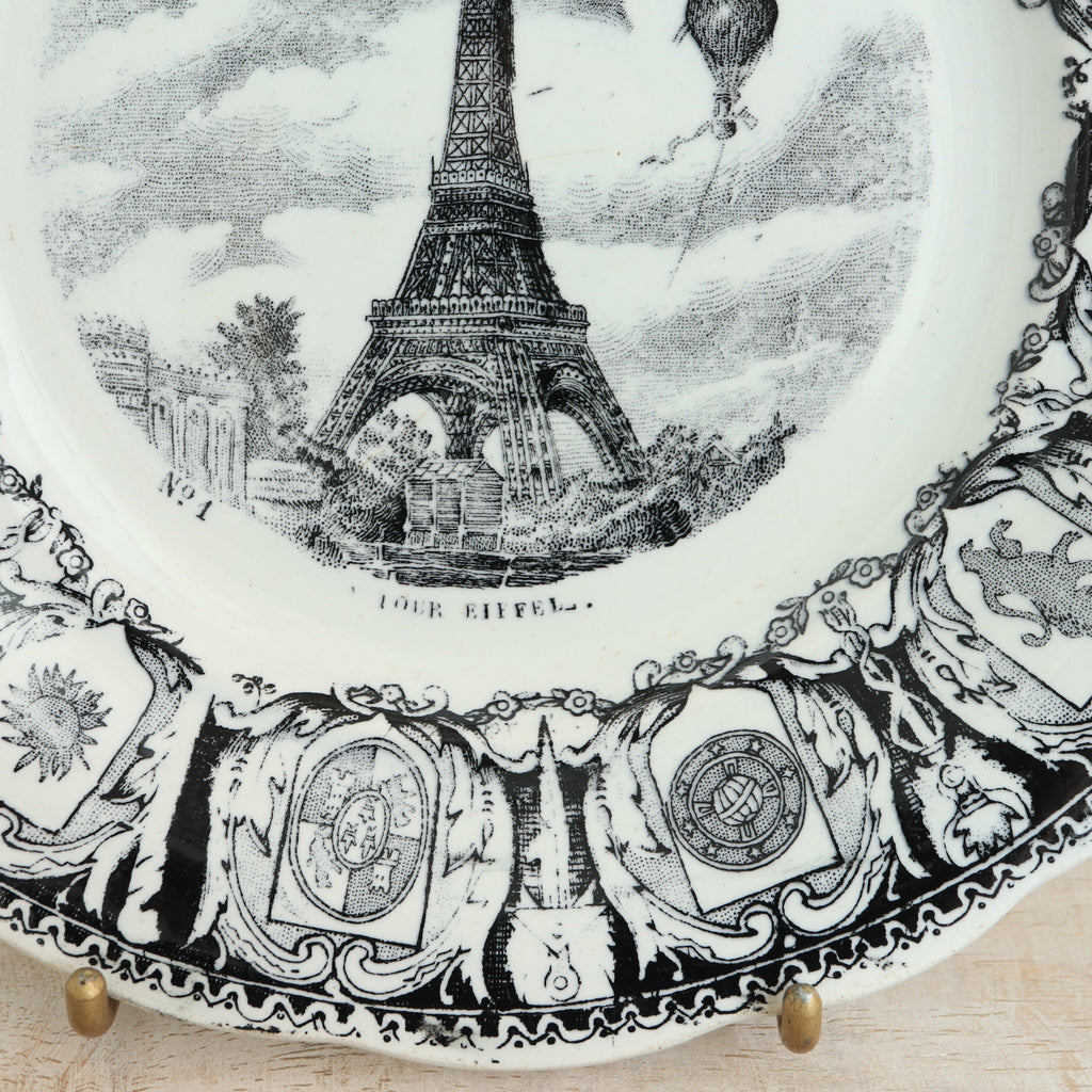 アンティークプレート エッフェル塔 パリ万博 クレイユモントロー フランス Tour Eiffel Creil Montereau FRANCE