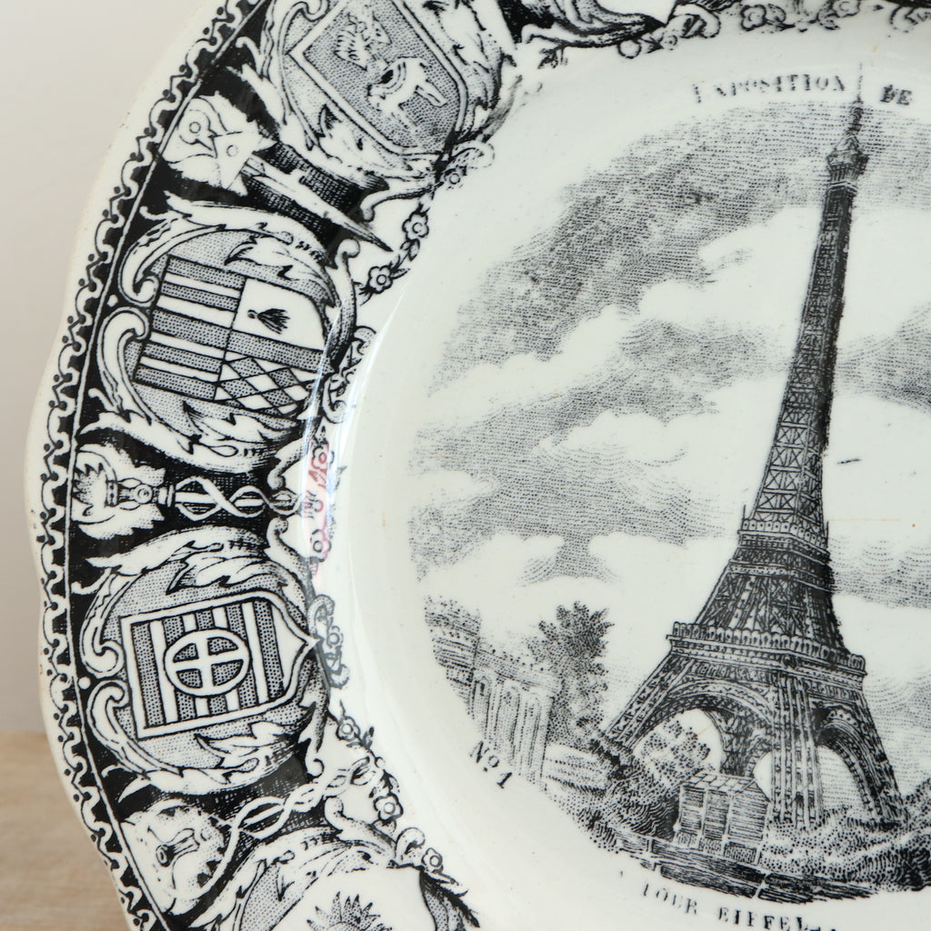 アンティークプレート エッフェル塔 パリ万博 クレイユモントロー フランス Tour Eiffel Creil Montereau FRANCE