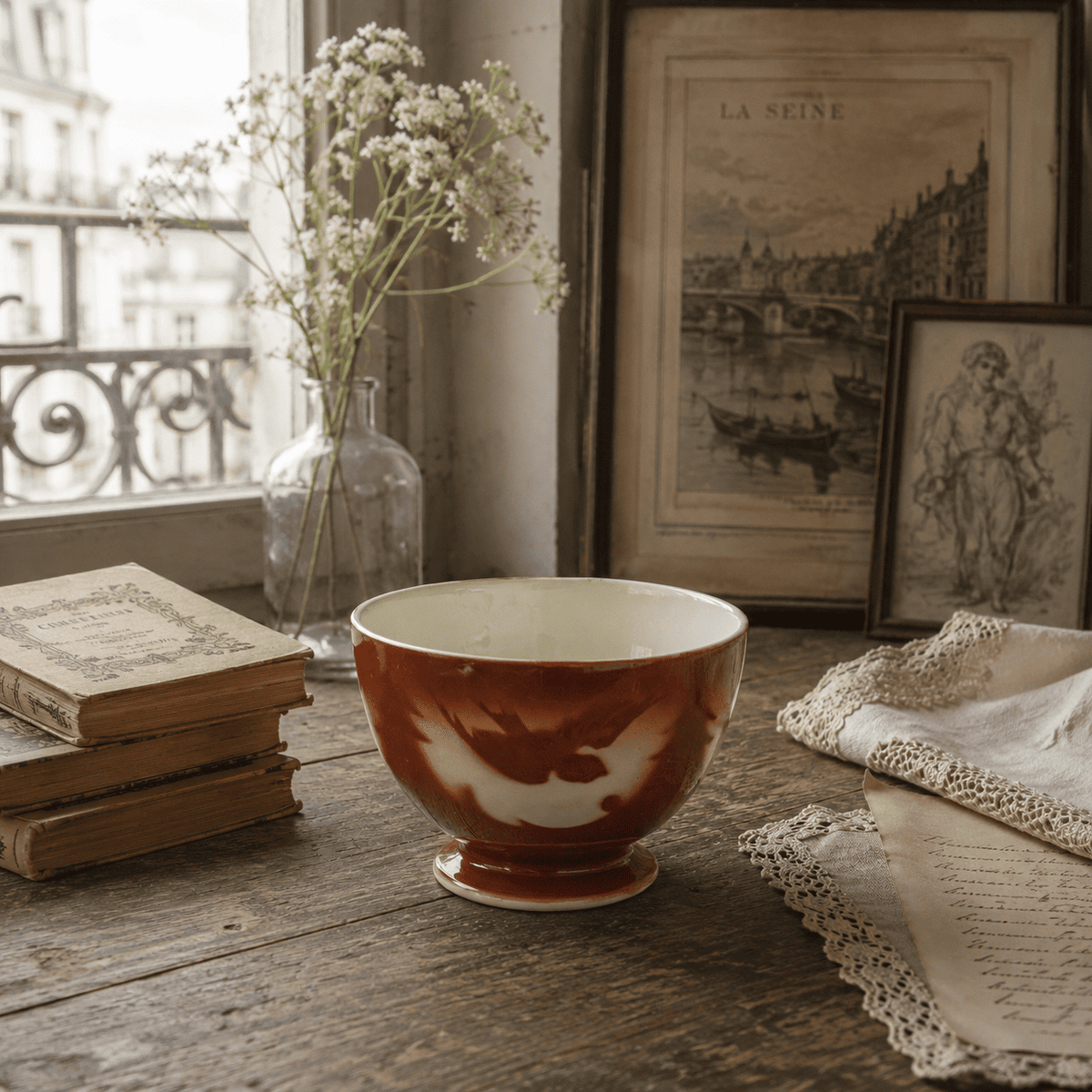 アンティーク カフェオレボウル ツバメ ショワジールロワ フランス Les Hirondelles CHOISY LE ROI FRANCE