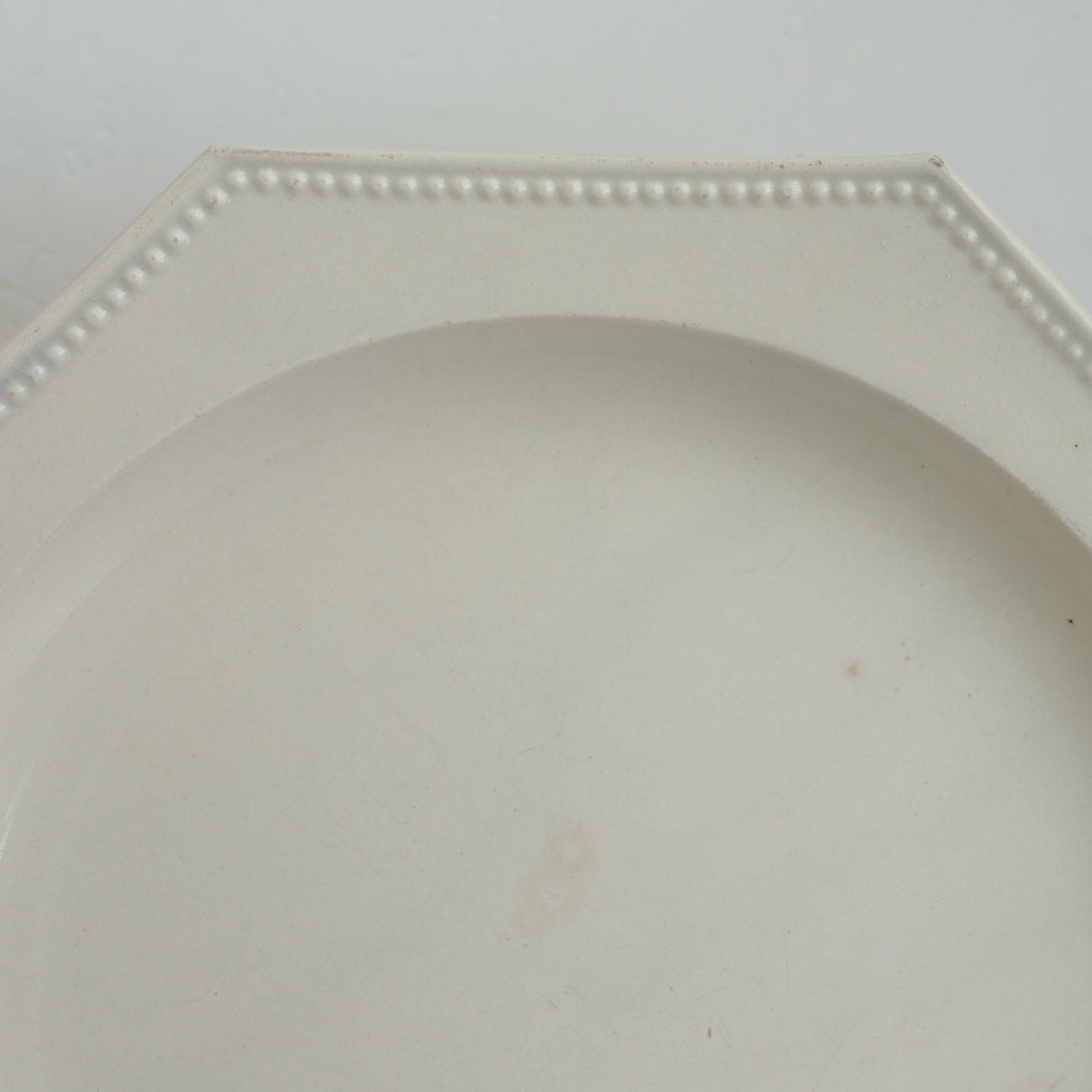 アンティーク プレート ファイアンスフィーヌ オクトゴナル デザート皿 モントロー フランス Faience Fine Octogonal Montereau FRANCE