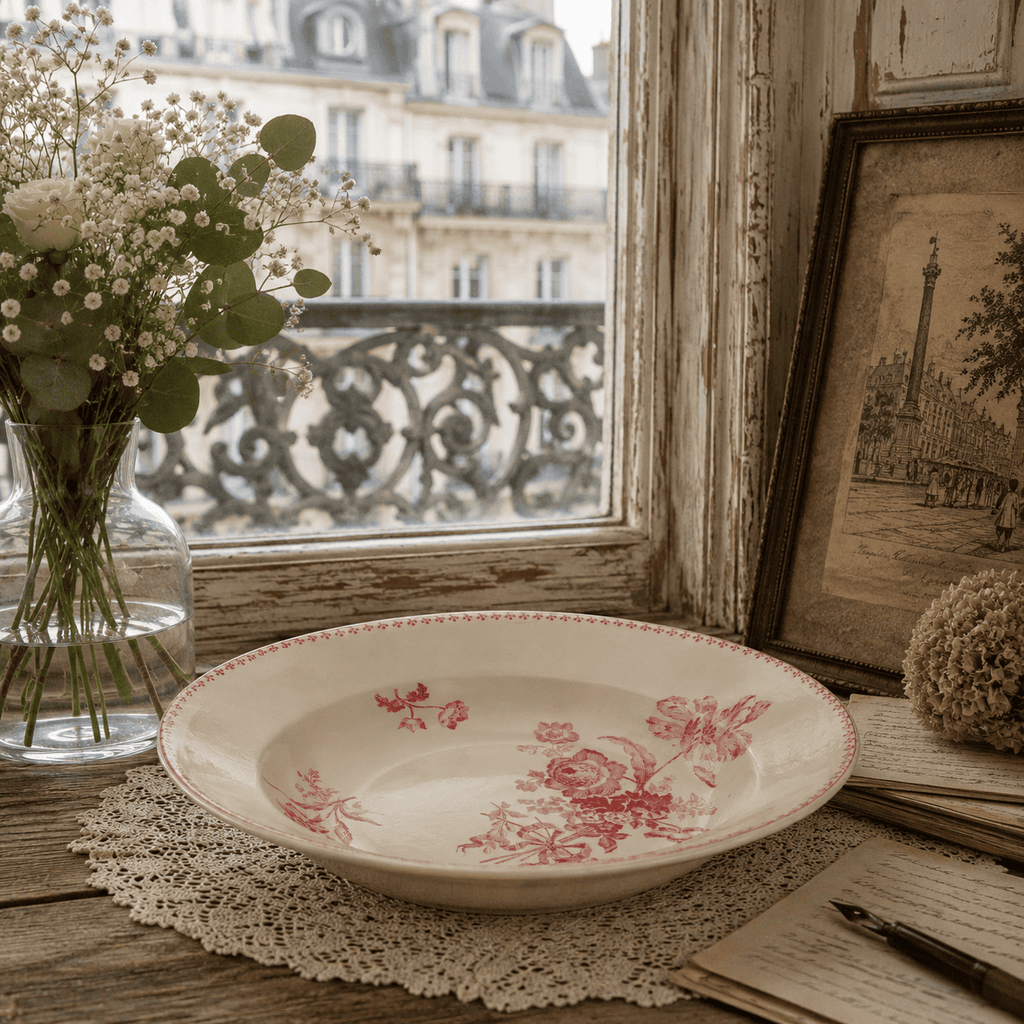 アンティークプレート フォンタンジュ 深皿 サルグミンヌ フランス FONTANGES U&C SARREGUEMINES FRANCE
