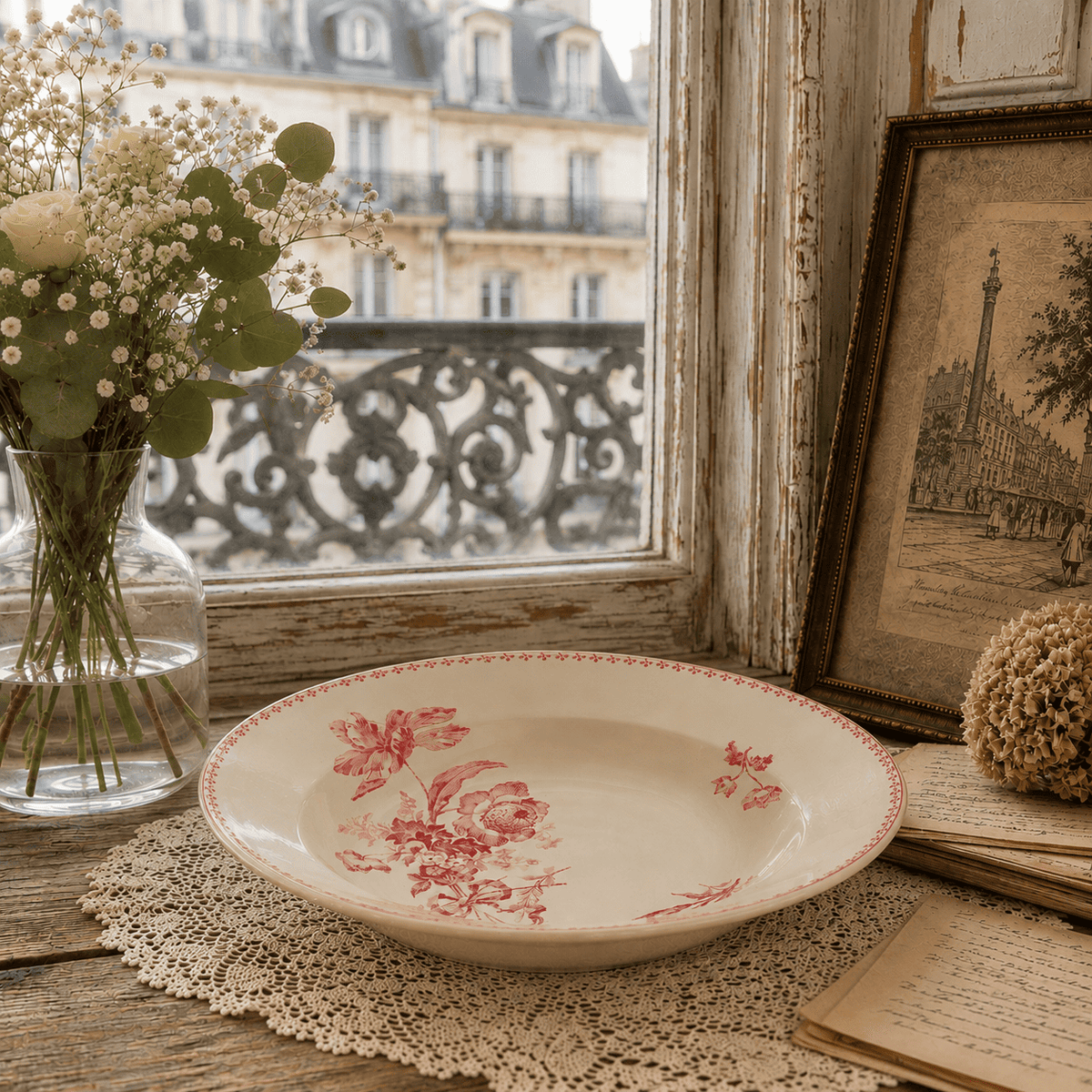 アンティークプレート フォンタンジュ 深皿 サルグミンヌ フランス FONTANGES U&C SARREGUEMINES FRANCE