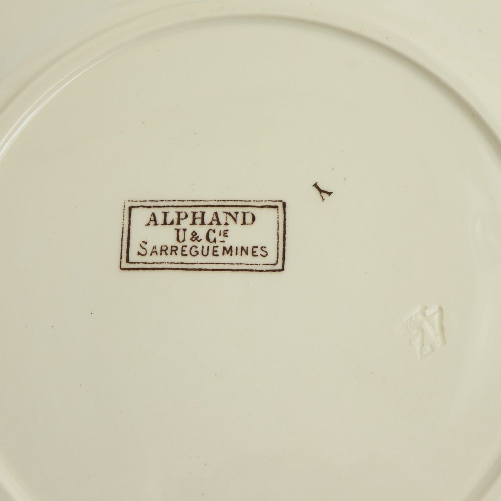 アンティーク プレート アルファン 平皿 サルグミンヌ フランス ALPHAND U&C SARREGUEMINES FRANCE