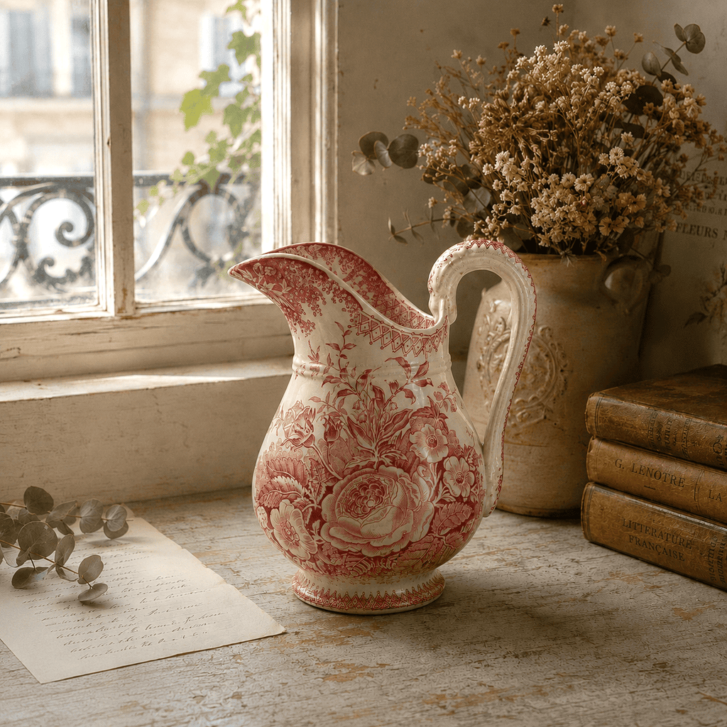 アンティーク ピシェ ジャルディニエール 水差し サルグミンヌ フランス JARDINIERE U&C SARREGUEMINES FRANCE