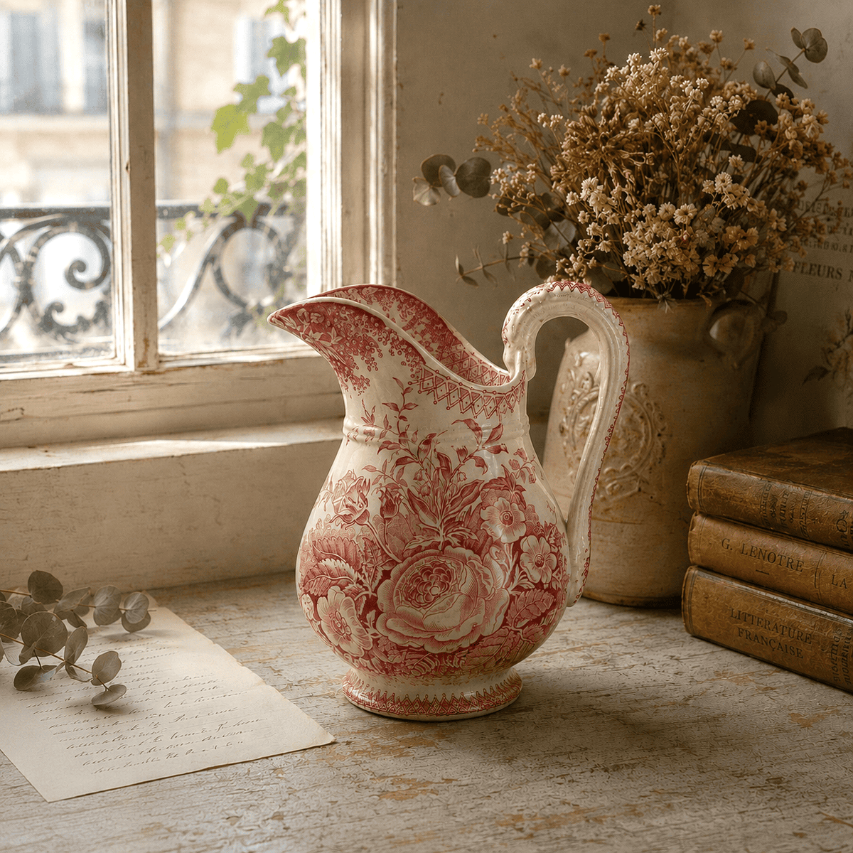 アンティーク ピシェ ジャルディニエール 水差し サルグミンヌ フランス JARDINIERE U&C SARREGUEMINES FRANCE
