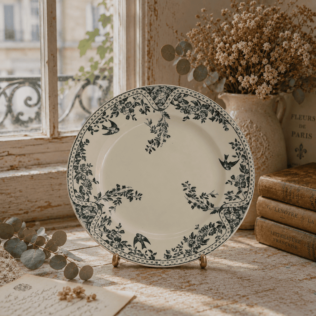 アンティーク プレート ツバメ 平皿 ショワジールロワ フランス LOUIS XVI CHOISY LE ROI FRANCE