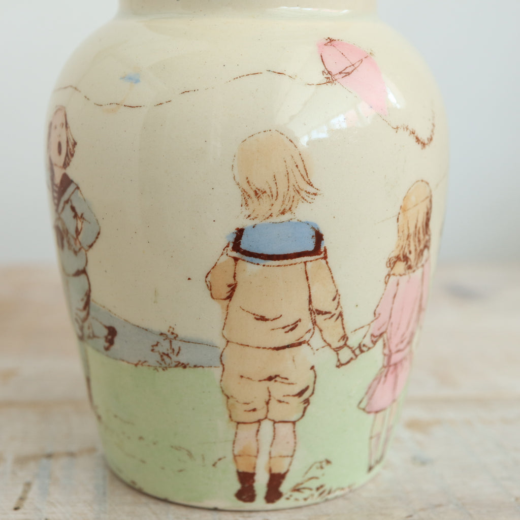 アンティーク マスタードポット 凧揚げをする子どもたち リュネヴィル フランス KG LUNEVILLE FRANCE