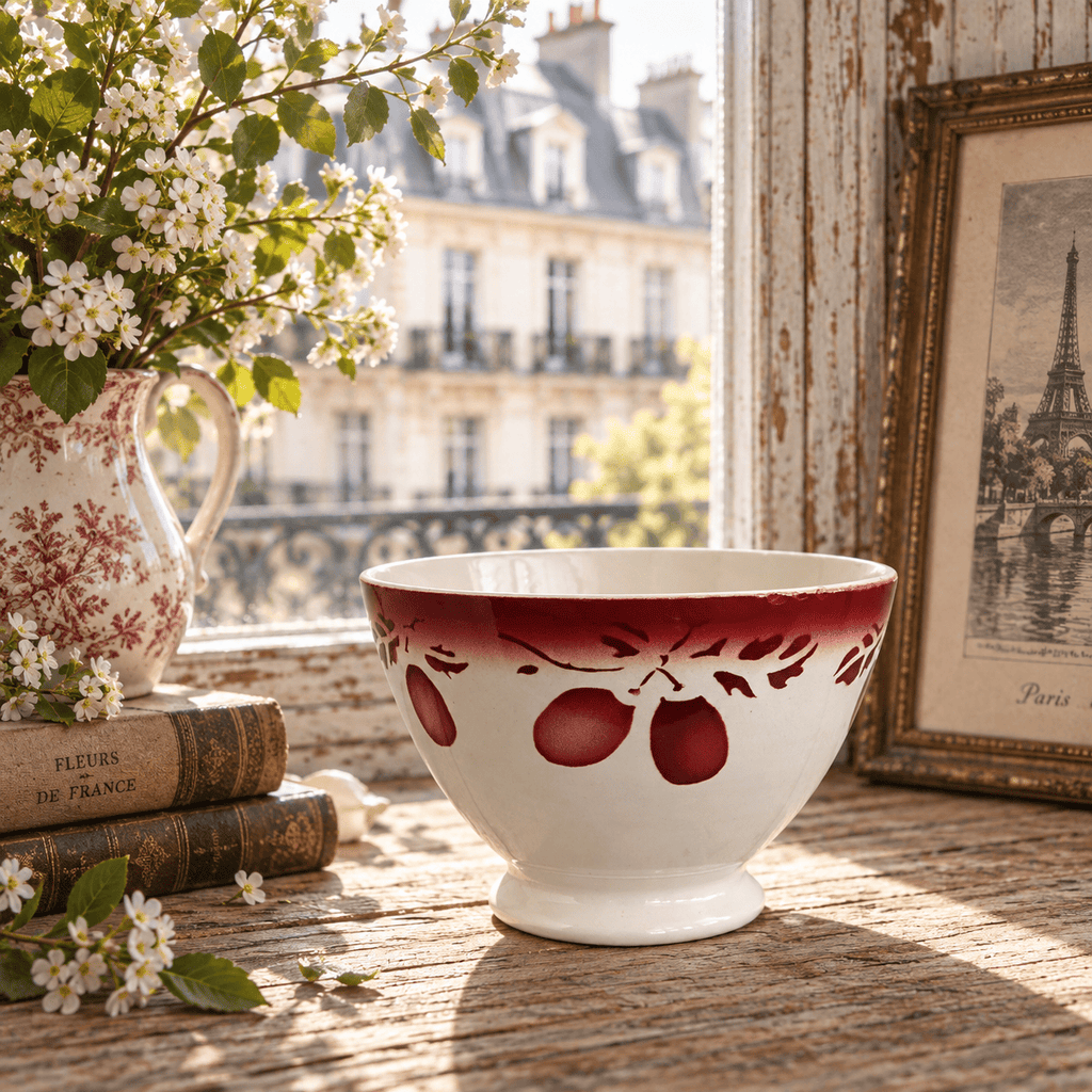 アンティーク カフェオレボウル フルーツ ディゴワン サルグミンヌ フランス DIGOIN SARREGUEMINES FRANCE