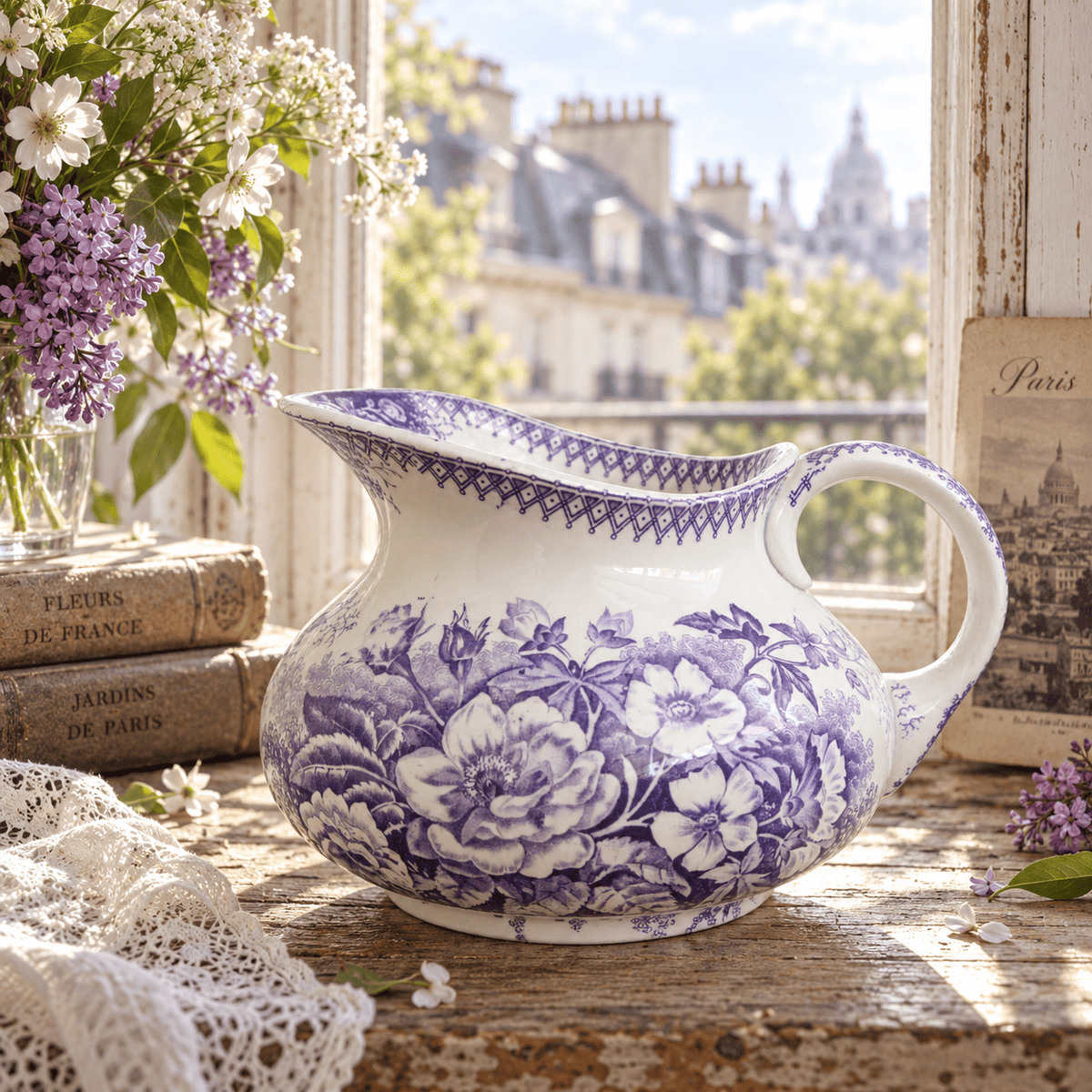 アンティーク ピシェ ジャルディニエール 水差し サルグミンヌ フランス JARDINIERE U&C SARREGUEMINES FRANCE