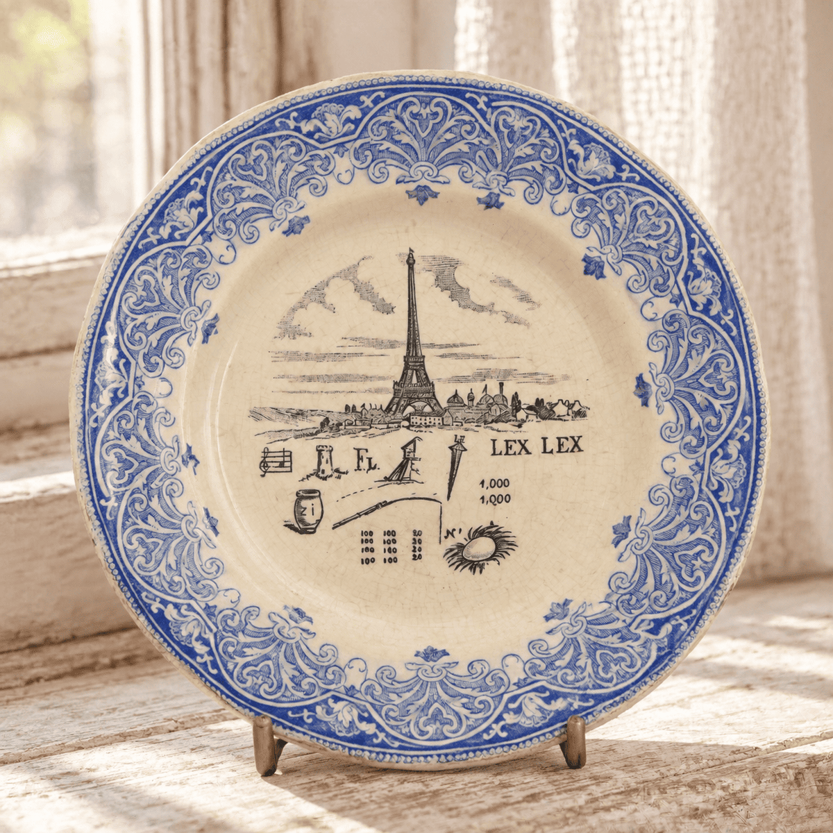 アンティーク プレート エッフェル塔 絵皿 クレイユモントロー Creil et Montereau FRANCE