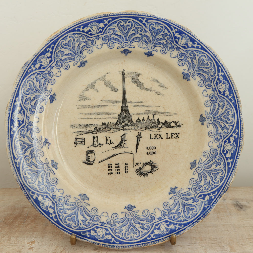 アンティーク プレート エッフェル塔 絵皿 クレイユモントロー Creil et Montereau FRANCE