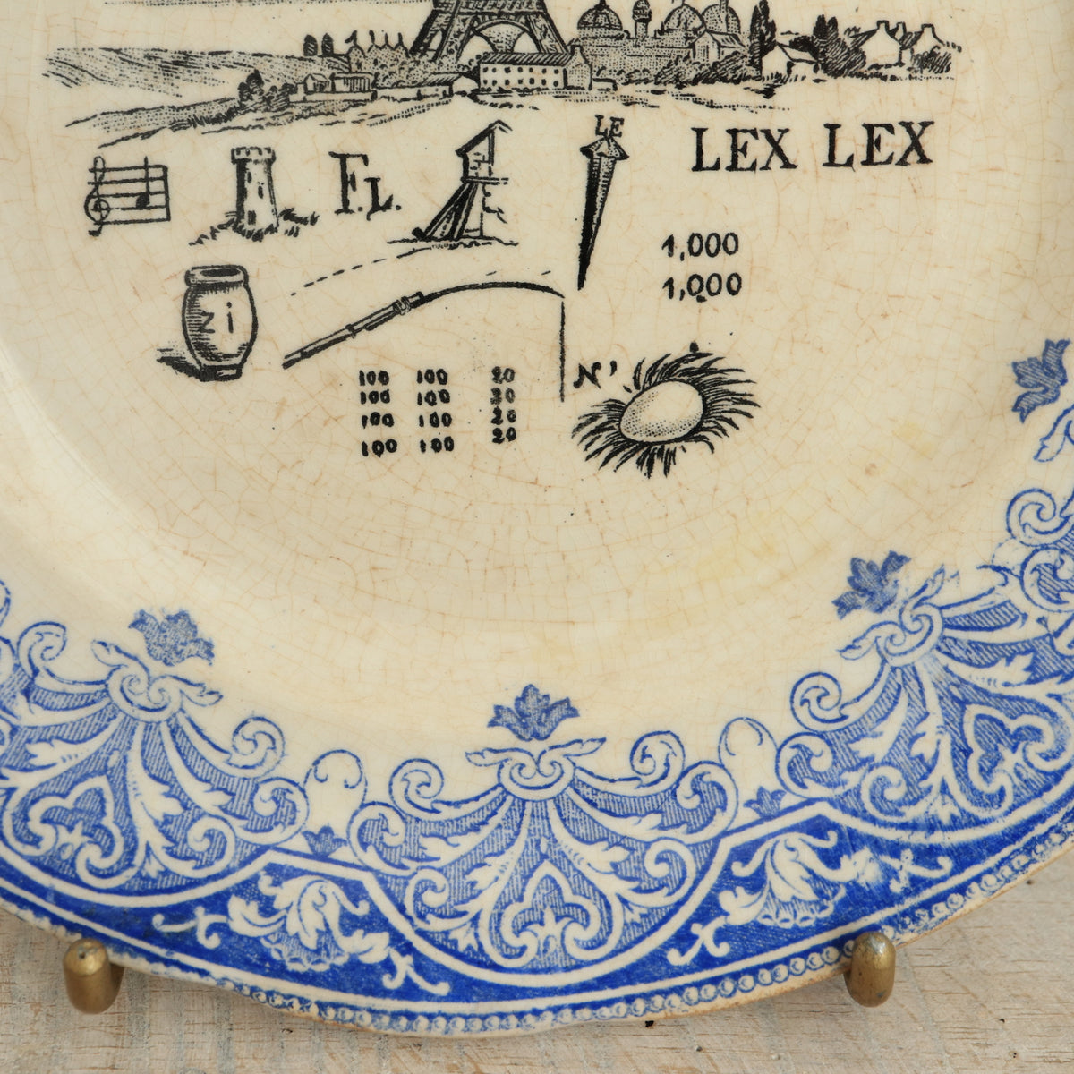 アンティーク プレート エッフェル塔 絵皿 クレイユモントロー Creil et Montereau FRANCE