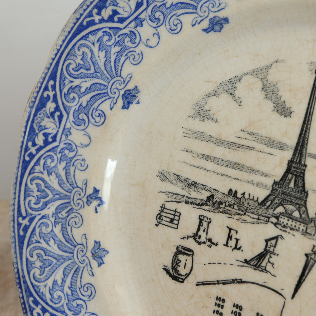 アンティーク プレート エッフェル塔 絵皿 クレイユモントロー Creil et Montereau FRANCE
